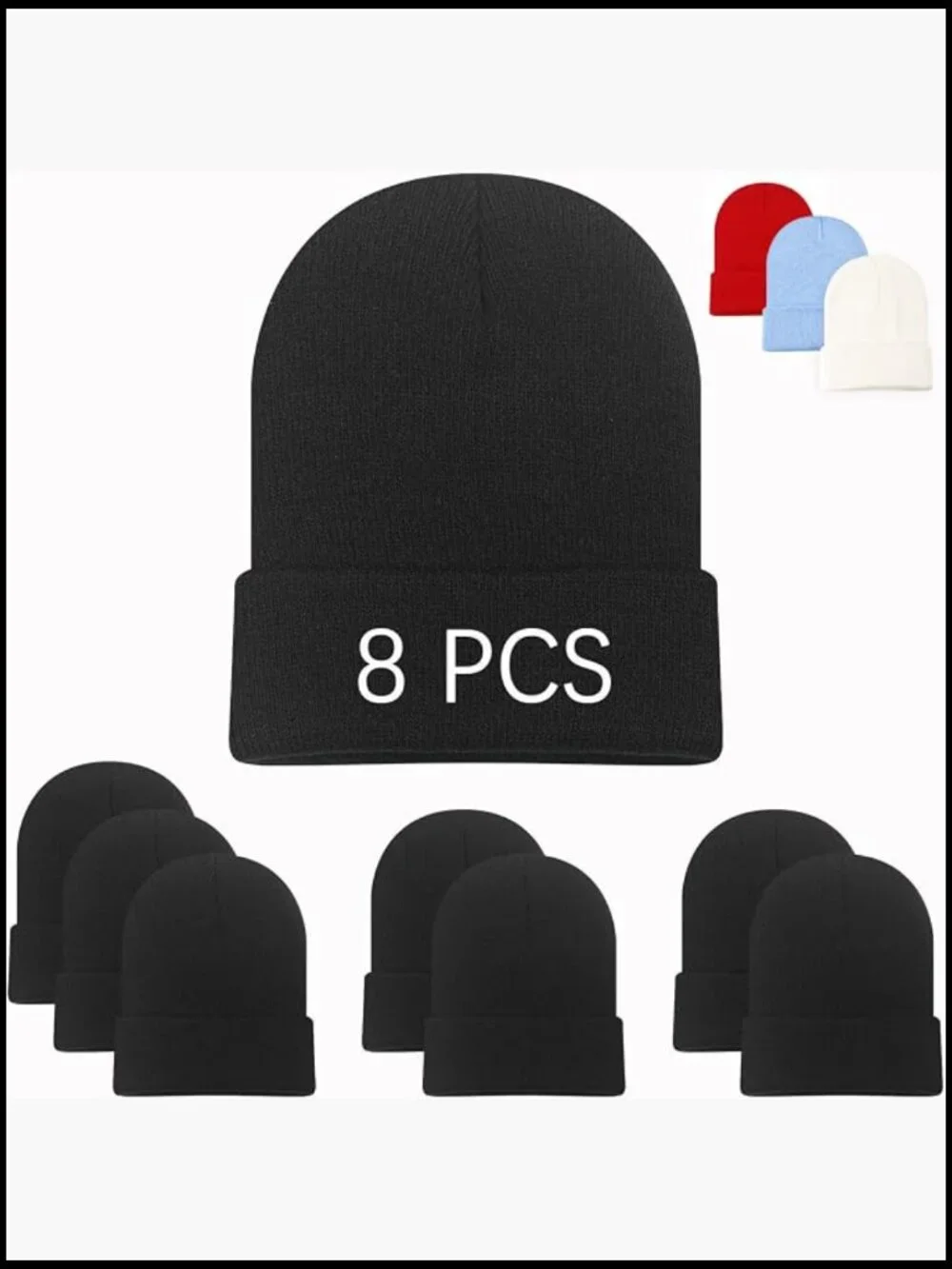 Double-Layered Acrylic Beanie Hat Set, Warm Ski Skull Cap for Outdoor Sports